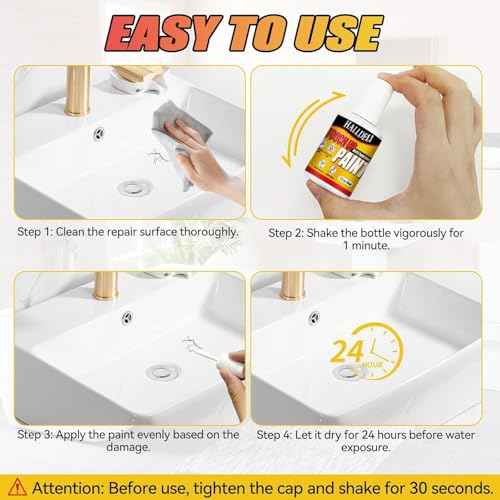 White Touch Up Paint, Multi Surface Furniture Cabinets Wall Paint Pen, Strong Adhesion, Waterproof Quick Dry White Paint for Furniture, Walls, Wood, Door, Cabinets, Bathtub, Appliance, Tub and Tile 1.5 Oz