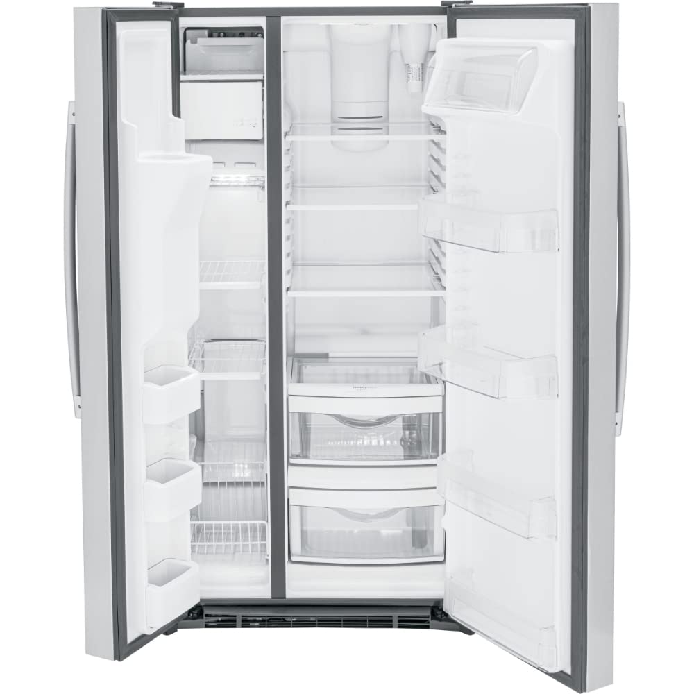 GE® 23.0 Cu. Ft. Side‑by‑Side Refrigerator with External Ice & Water Dispenser – Stainless Steel