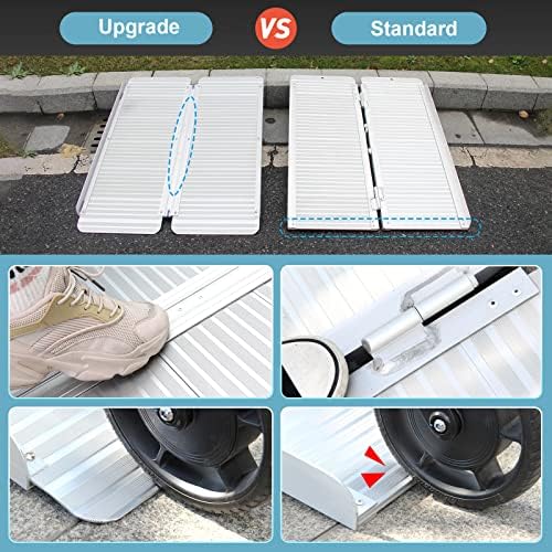 Ruedamann 3 FT Portable Wheelchair Ramp, Sturdy Non-Slip Aluminum Wheelchair Ramp with Upgraded Hinge, Aluminum Folding Ramp for Doorways, Ramp for Wheelchairs, Scooters, Steps, Stairs, Pets