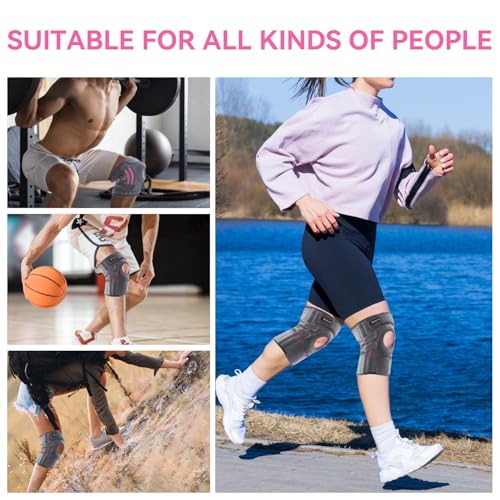 Knee Brace for Women - Adjustable Support for Arthritis, ACL Meniscus Tear & Knee Pain Relief or Injury Recovery - Plus Dual Side Stabilizers (Woman Grey, Size(14.2in-19in))