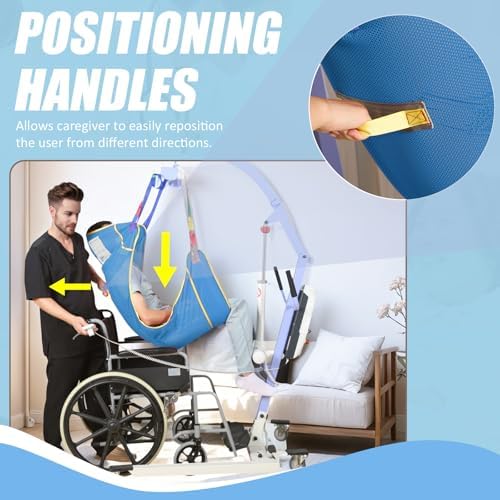 500lbs Mesh Full Body Sling for Lift - Patient Transfer Sling with Wide Pads for Elderly & Disabled,Compatible and Multi-Scene Transfer