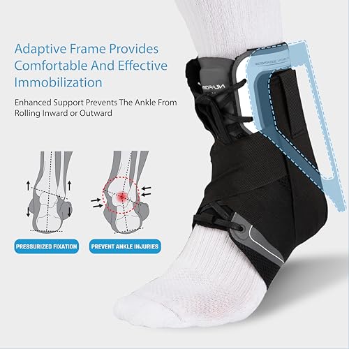 Nu-Form Ankle Brace - Premium, Low Profile Ankle Stabilizer and Ankle Compression Brace - Breathable Ankle Brace for Sports, Ankle Sprains, Injury Recovery Support, & More (Medium)