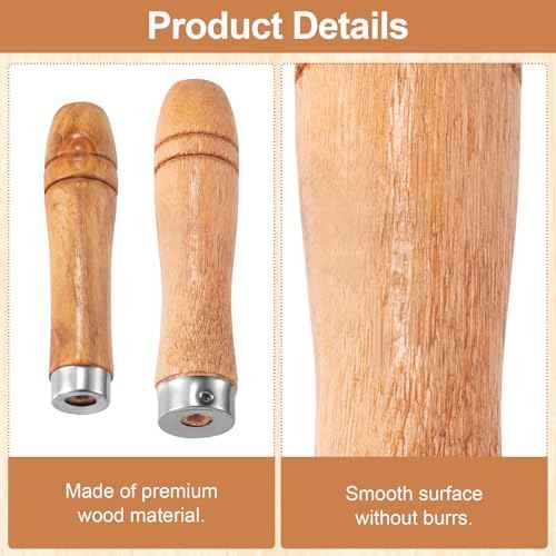 Wooden File Handle with Strong Metal Collars 10pcs, 5pcs Medium Wooden Handle for 6"-8" File and 5pcs Large Wood Handle for 10"-12" File, Screwdriver Hand Drill File Handle Cutting Tool Craft