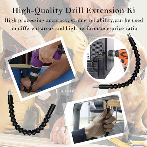 Flexible Drill Bit Extension Super Bit, Superbit Drill Bit Extension, 11.6 inch Bendable Drill Extension, Flexible Shaft Extension Bits (2)