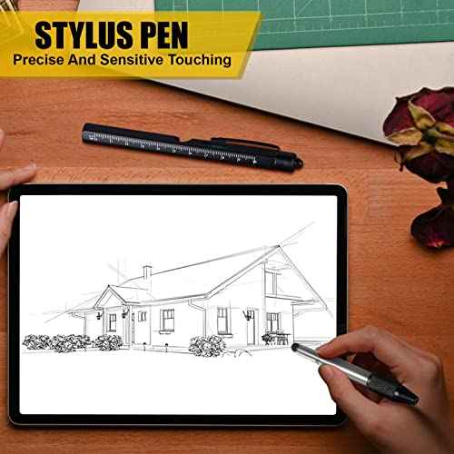 Christmas Stocking Stuffers Gifts for Men, White Elephant Gifts for Adults Dad Boyfriend Him Husband, 9 in 1 Multitool Tool Pen Set, Screwdriver, LED Light, Stylus, Bottle Opener, Ruler, Level(Black)
