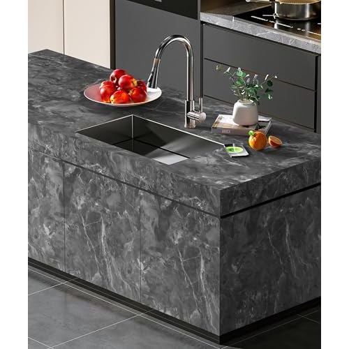 Guvana Matte Marble Contact Paper for Countertop 15.7''x78.7'' Removable Grey Wallpaper Marble Peel and Stick Wallpaper Matte Marble Contact Paper Waterproof Self Adhesive Wall Paper for Kitchen Decor