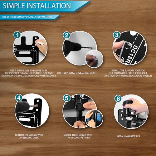 Battery Holder for Makita, Wall Mount for Makita DC18RC DC18RD Chargers, Suitable for Makita Battery Charger 14.4V/18V Batteries and 2 Drilling Screwdrivers, Storage in The Workshop and Garage