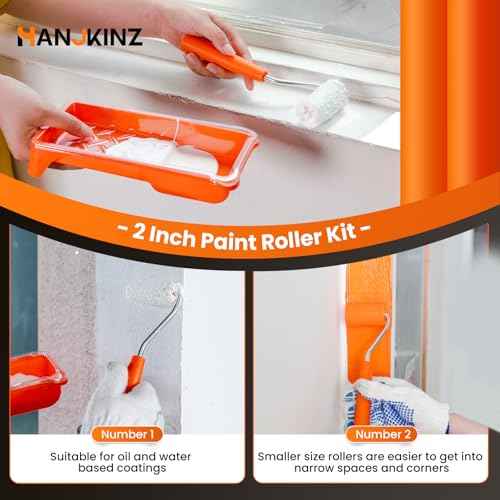 2 inch Paint Roller Kit, 20 Pack Small Paint Roller Set with High Density Foam Paint Roller and 3/8" Nap Microfiber Covers, Touch Up Mini Paint Rollers for Wall, Door, Cabinet, Craft