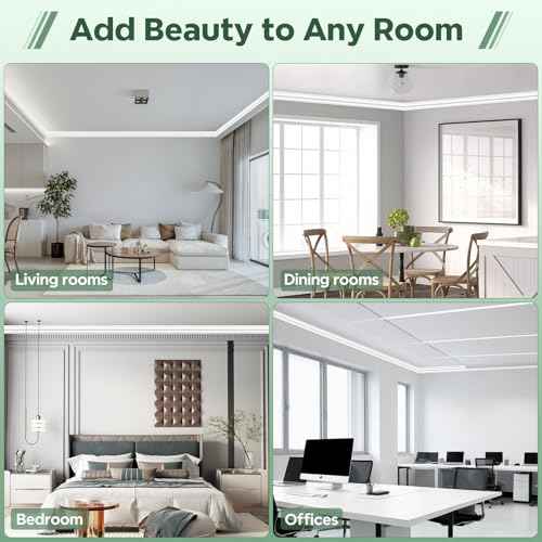 STICKGOO Ceiling Crown Molding Trim 10-Pack, High Impact Polystyrene Decorative Ceiling Molding Bars, 40 Ft in Total Length -Installed with Glue, White (Adhesive not Included)