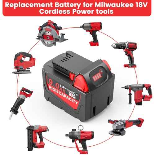 2 Pack 9.0Ah 18V Replace for Milwaukee Mk18 Battery Compatible with 48-11-1850 48-11-1860 48-11-1845 48-11-1828 Cordless Power Tools Lithium Battery