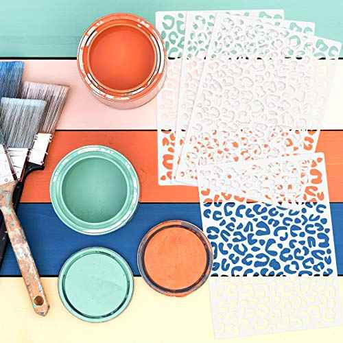 Zonon 4 Pieces Leopard Skin Stencil Reusable Cheetah Paint Stencil Template for Scrapbooking Fabric Drawing Tracing DIY Cake Furniture Wallpaper Floor Decor(8.3 x 11.7 Inch)