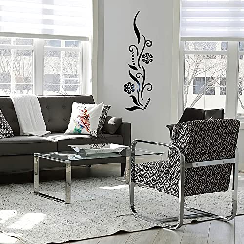 3D Flower Acrylic Wall Sticker for Bedroom Living Room Sofa Backdrop Tv Wall Background, 3D Removable Acrylic Wall Decor Decal Sticker for Home Decoration (Black)