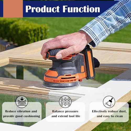 2 Pack 5 Inch Interface Pads 8 Holes, Orbital Sander Foam Pads Shock Absorption Cushion Buffer, Hook and Loop Foam Sanding Pads for Orbital Sander