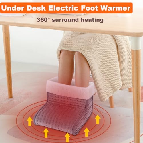 CYFIE Foot Warmer Under Desk - Electric Heating Pad for Women Men, Feet Warmers with 10 Heat & 3 Timer Settings, Auto Shut-Off, Washable Winter Gifts for Home Office