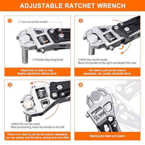 NexTool W4 Adjustable Ratchet Wrench Multitool, 11-IN-1 Foldable EDC Tool with Pliers, Knife, Saw and Screwdriver, Multi Tool for Camping, DIY, and Gifts for Him