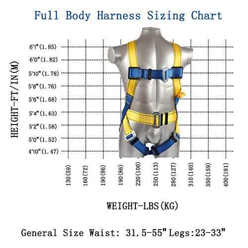 Fall Protection Safety Harness OSHA/ANSI Compliant,internal Shock Absorbing landyard&Hook