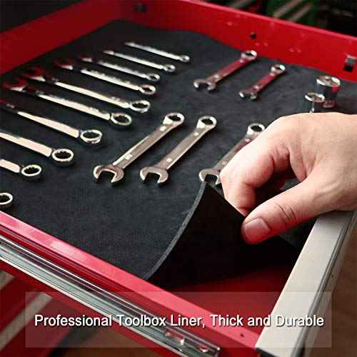 CASOMAN Professional Tool Box Liner, Drawer Liner, Shelf Liner, 18 inch(Wide) x 24 feet (Long), Non-Slip, Black