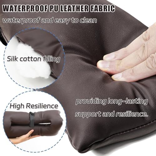 Bedside Commode Cushion - Washable 16.5" X 16.5" Thick Pad PU Cover with Fixing Straps for Commode Chair,Portable Toilet Seat Cushion for Seniors Raz Shower Chair Seat,Brown