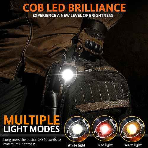 GUARDMAN Stocking Stuffers ? Multitool Survival Keychain Tool, LED Flashlight, Carabiner, Fire Starter, Screwdriver, Whistle, Bottle Opener ? Camping & Outdoor Multi Tool Gear - 1 Pack