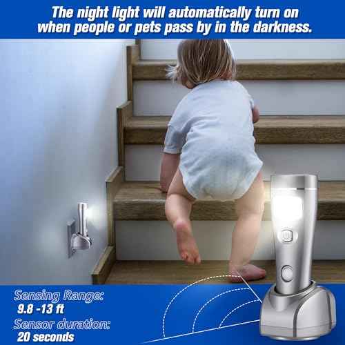 Enhon 6 Pack Rechargeable 4-in-1 LED Emergency Lights, Plug-in Flashlights with Motion Sensor Night Light, Auto-On Power Failure Light for Home, Hurricane, and Outage Supplies