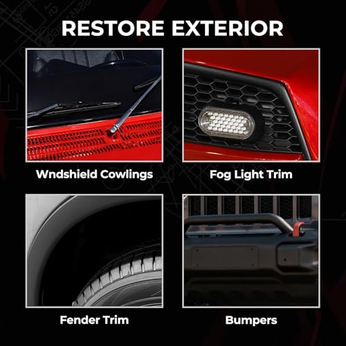 Plastic Restorer Back to Black Plastic Restorer for Cars, Rubber, Vinyl, Trim Coat Car Care, Refreshes Shiny Ceramic Coating Automotive Exterior & Interior Trim Polish Kit with Foam Applicator, 30ml