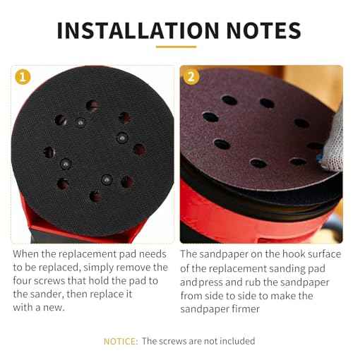 4 Pack 5" 8 Hole Replacement Sander Pad Compatible with Milwaukee 6021-21 6034-21 2648-20 2648-21 Orbital Sander Hook and Loop Replacement Part #51-36-7100 (4 Screw Holes Sander Pads)