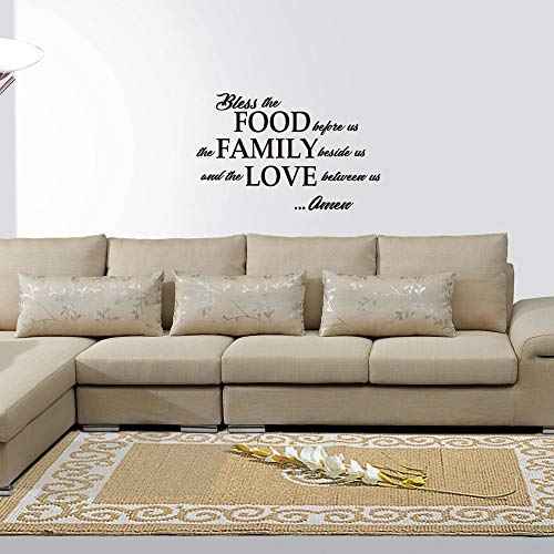 Bless The Food Before us, The Family Beside us, and The Love Between us Amen - Wall Decal Quotes Prayer Dining Room Kitchen Home D?cor Bible Verse Motto Words Art Letters Pure Black Vinyl