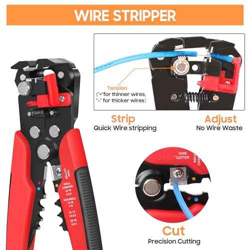 Kuject Crimping Tool Kit, 340 PCS Heat Shrink Wire Connectors(AWG22?10), 3-in-1 Adjustable Wire Stripper and Wire Crimper Kit for Automotive, Marine, and Electrical Repairs