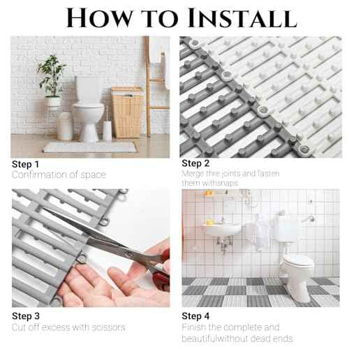 12 Pcs 12"x12" Interlocking Shower Floor Tiles, Non-Slip Drainage Pool Mat with Hole, Rubber Modular Vented Splicing Cushion for Bathroom Deck Patio Balcony Kitchen Garage Shed Indoor, 2 Color