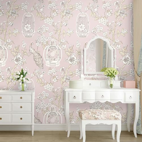 Pink Peel and Stick Wallpaper - Self Adhesive, Waterproof, Removable for Cabinet, Bedroom, Laundry Decor - 16.14'x78.7
