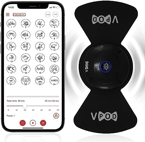VPOD Wireless TENS Unit - EMS Muscle Stimulator for Pain Relief Therapy with 24 Modes - TENS Massager Electric Stimulation Machine for Sciatica, Back, Neck - FSA/HSA Eligible