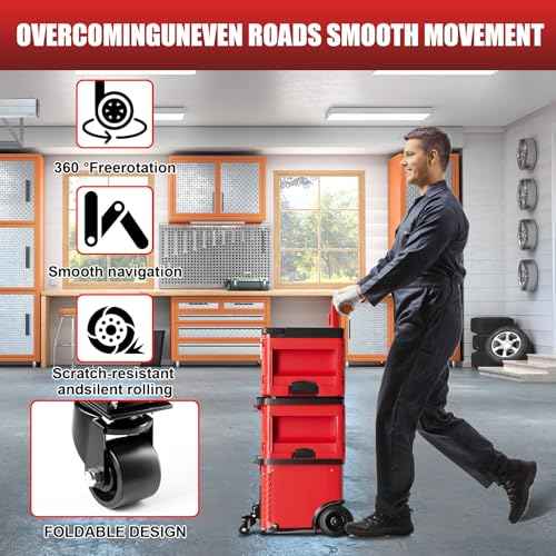 Steel Construction Front Wheels, Packout Caster Wheel kit fit for Milwaukee Packout Rolling Tool Box- Accessories for Packout Toolbox, 200 Lbs Capacity