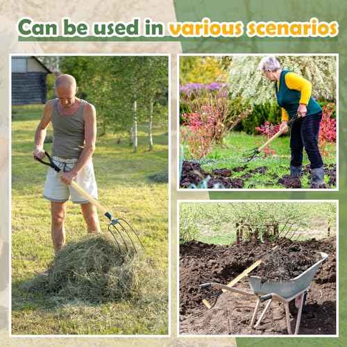 2 Pcs Pitchfork Spading Handle Replacement 30 Inch Wooden Shovel Handle Replacement D Shaped Pitch Fork Handles Tool Accessories for Shovel Scoop Hoe Rake Garden Digging