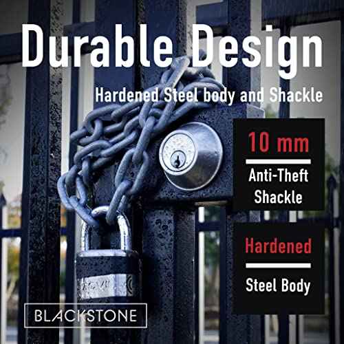 Blackstone Anti-Theft Loud 130db Alarm Padlock Weather Proof Heavy Duty Multi Purpose (10mm Shackle)