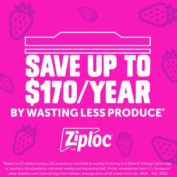 Ziploc Gallon Food Storage Bags, Stand-Up Bottom, Easy to Fill, 81 Count (Packaging May Vary)