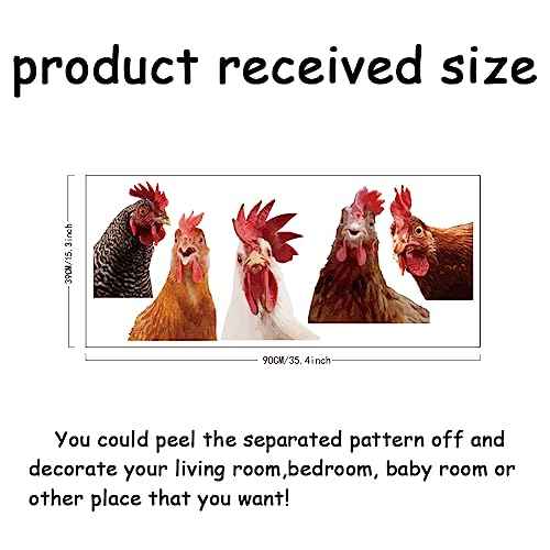 SUPERDANT Funny Rooster Wall Decals Farmhouse Cabinet 5pcs Chicken Wall Stickers Kitchen Outside Chicken Coop Farm Animals Wallpaper Art Realistic Style Peel and Stick Removable Farm Decoration