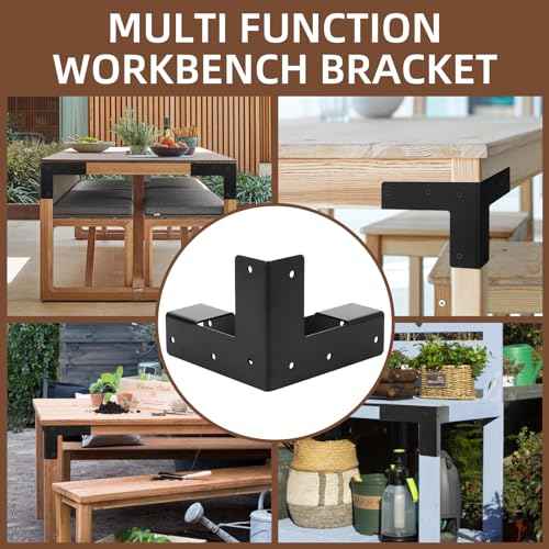 Work Bench Brackets, 8 Pieces 2 x 4" Steel Corner Brackets Right Angle Corner Support Bracket for DIY Shelving Work Table Furniture Repairs (Actual 1.5"x3.5")