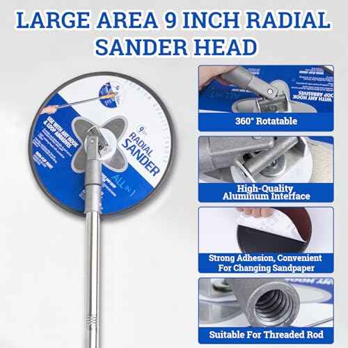 Drywall Pole Sander With 118in Splicing Pole,2 Sander Heads,15sanding Sheets (80,100,180,240,320 Grit),Suitable For Wall Painting, Cleaning and Polishing