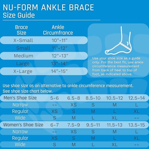 Nu-Form Ankle Brace - Premium, Low Profile Ankle Stabilizer and Ankle Compression Brace - Breathable Ankle Brace for Sports, Ankle Sprains, Injury Recovery Support, & More (Medium)