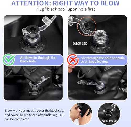 Inflatable Shampoo Basin - Portable Shampoo Bowl, Hair Washing Basin for Bedridden, Disabled,Injured, Hair Wash Tub for Dreadlocks and at Home Sink Washing (Black, Large)