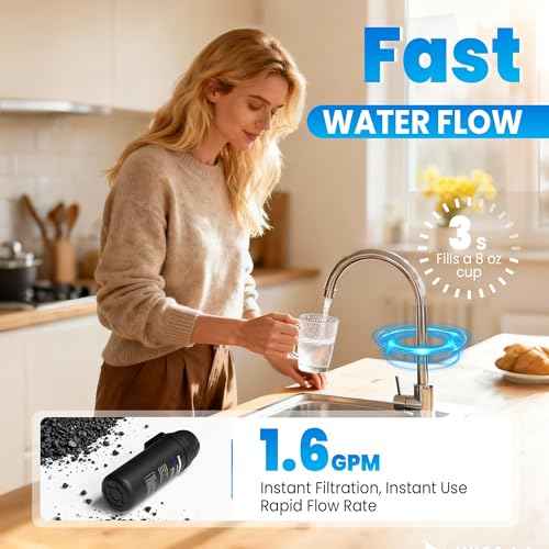 Under Sink Water Filter System, Reduces 99.99% Lead, Chlorine, Bad Taste & Odor, Under Counter Water Filter Direct Connect to Kitchen Faucet, 10000 Gallons, by DESENRUIS