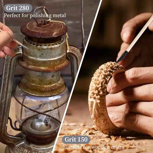 20 Pcs Sanding Sticks Double-End Polishing Tools, Fine Detailing Sticks for Tight Spaces, Plastic Models & Wood Hobby, 150/280 Grit, 5.4 x 0.2 Inch