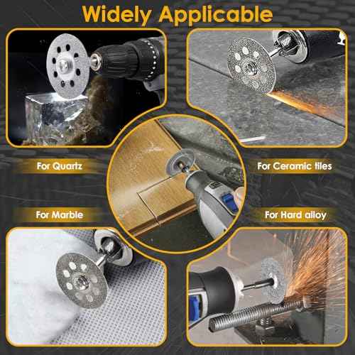 30Pcs 545 Diamond Cutting Wheel Rotary Tool Cutting Discs with 6Pcs 402 Mandrel and Screwdriver for Rotary Tools