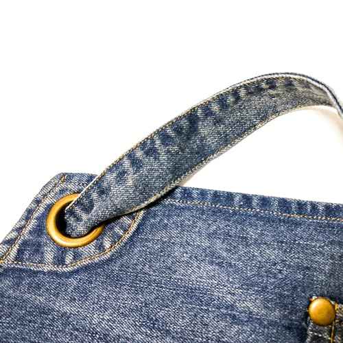 Denim Apron With Pockets,Distressed Jean Apron,Hairstylist Aprons,Denim Work Apron - Washing Style | Adjustable XXL