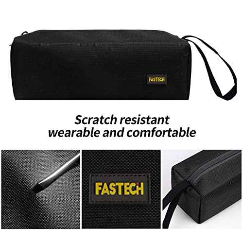FASTECH 1-Pack Zipper Utility Tool Bag, Small Zipper Bags/Multi-Purpose Tool Pouch Tote Bags Storage Organizer for Screwdrivers, Pliers, Nut Drivers Gifts to Men/Women. (Black)