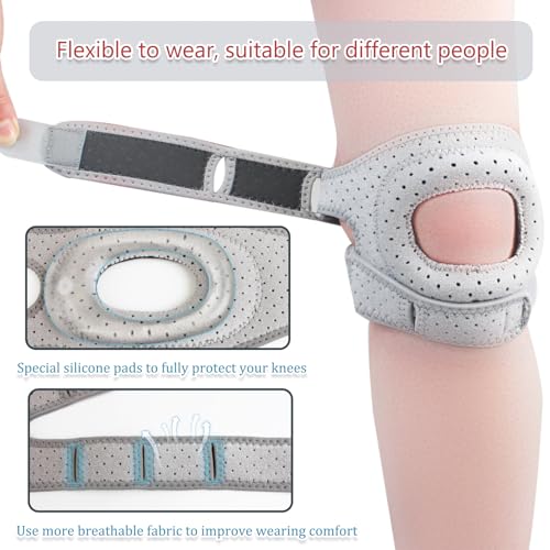 2Pcs Wellknee Knee Brace, Knee Brace for Women Men Adjustable Knees Support, Patellar Pad Realign Knee Joint, Adjustable Tendon Support Sleeve Brace, Knee Support for Running Hiking and Sports (Black,Large)