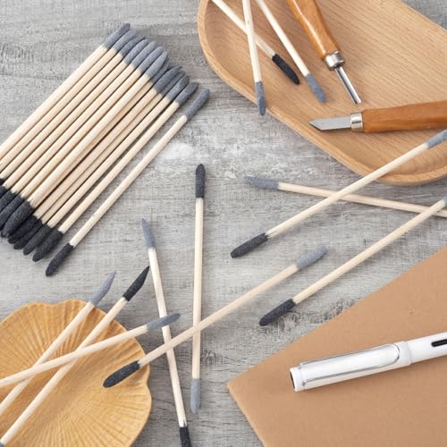ANCIRS 20 Pcs Sanding Sticks, 5.5in Double End Matchsticks Sanding Twigs, 150/280 Grit Fine Detailing Polishing Stick, Flexible Sanding Tools for Plastic Models, Tight Spaces (Black&Gray)