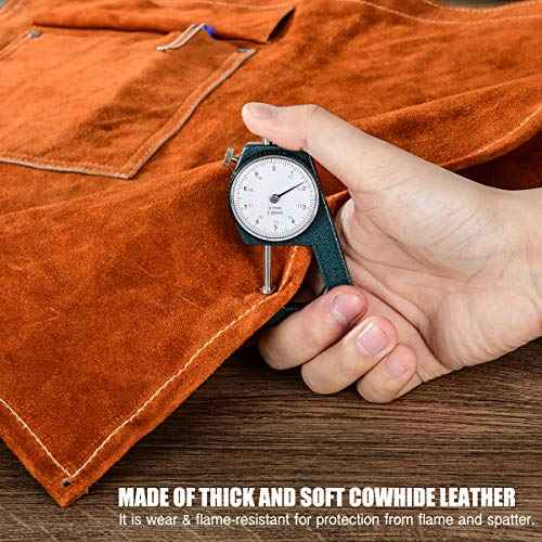QeeLink Welding Waist Apron with Pocket 24" X 25" Leather Wasit Tools Half Aprons for Men and Women