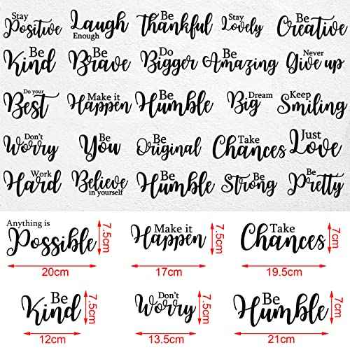 Leinuosen 25 Pcs Inspirational Wall Decal Motivational Quote Peel and Stick Vinyl Wall Quotes Stickers Removable Positive Saying for DIY Bedroom Living Room Office Art Decor