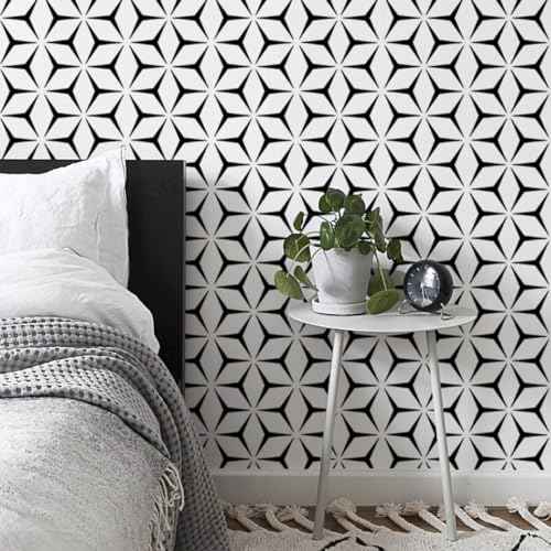 Heroad Wall Paper Peel and Stick Modern Black and White Wallpaper Peel and Stick Boho Geometric Contact Paper for Cabinets and Drawers Renter Friendly Self-Adhesive Removable Waterproof 17.7¡± x 118¡±